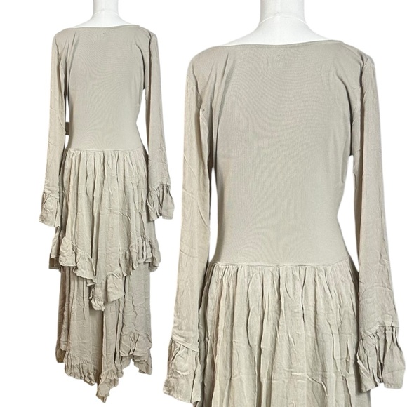 Free People Ethereal Billowy Ruffle Mamacita Maxi Dress Neutral Witchy XL NWT - Picture 13 of 17